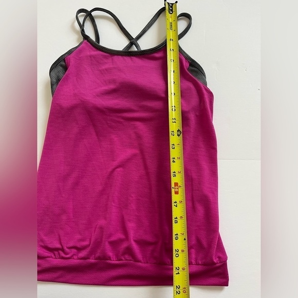 Athleta Girl Cloud Hatch 2 in 1 Tank Pink Gray Size Large - Picture 3 of 8